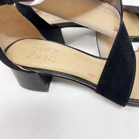 Naturalizer Womens 6.5 Black Faux Suede Alexa Strappy Sandal Chunky Block Heel - Picture 7 of 13